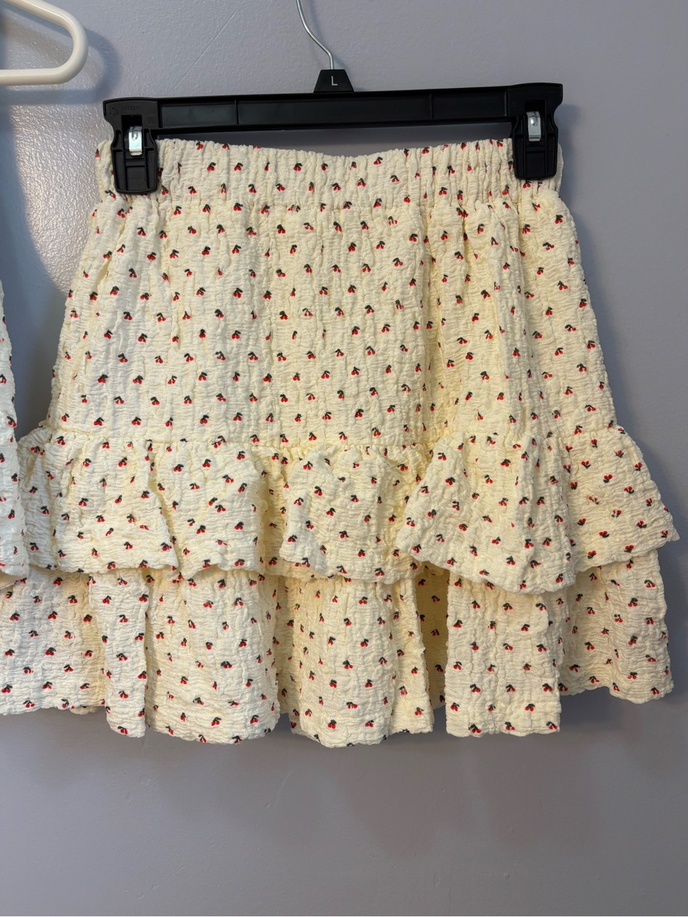 Cloud Ten 2-Piece Cherry Print Vest and Tiered Skirt Set - Cream - Size M. NWT - Picture 7 of 13